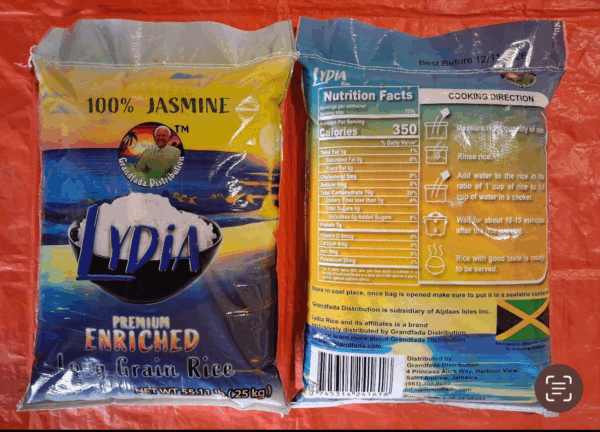 Lydia Jasmine-Long Grain Rice, Lightly Scented 25kg - Image 2